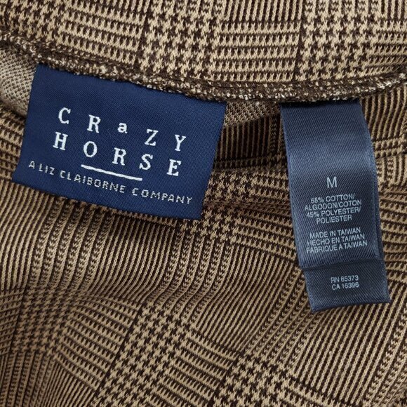 Liz Claiborne/Crazyhorse Glen Plaid Pull On Ponte Midi Skirt M Tan/Brown - Picture 3 of 14